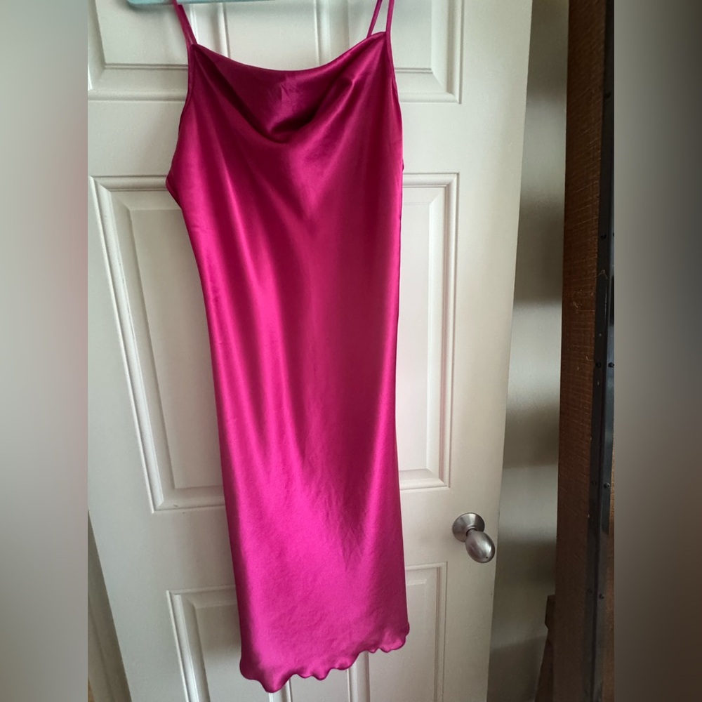 Bebe Fuschia Cowl Neck Slip Dress